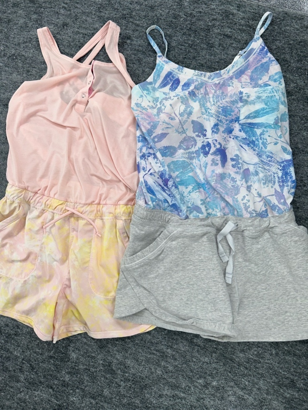 Ivivva Gray Drawstring Top with Blue Lavender Floral Print Girls Set Sz 14